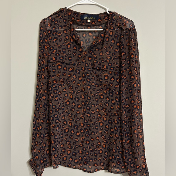Blue Rain Tops - Leopard cheetah print navy brown and orange top size 1 or Large